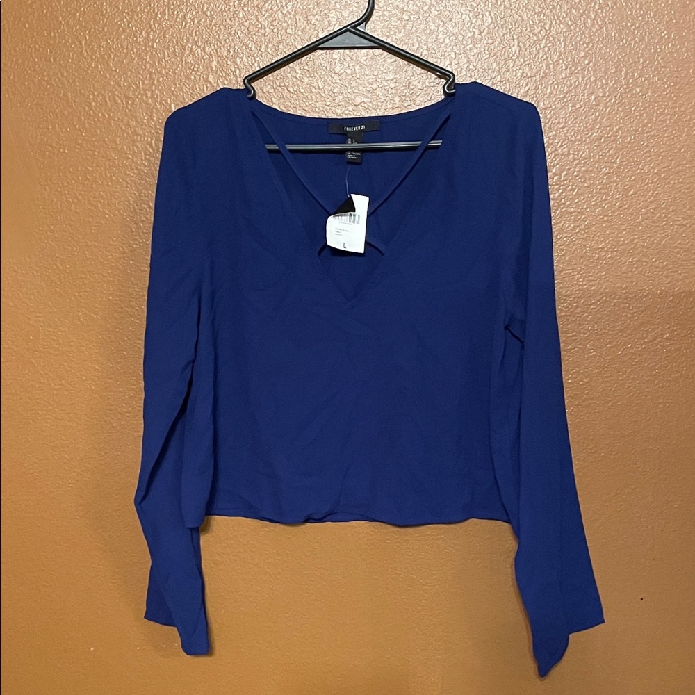 Forever 21 Royal Blue open V-Neck Blouse